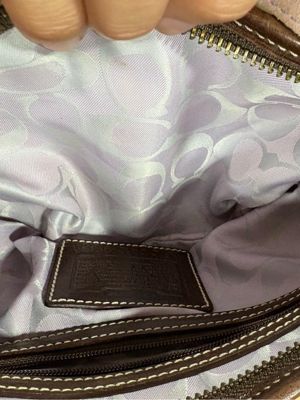 Vintage Y2K Coach Lavender Suede Mini Soho Hobo Shoulder Bag with brown leather - Picture 5 of 8